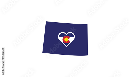 Colorado map heart symbol love shape U.S. state vector illustration 