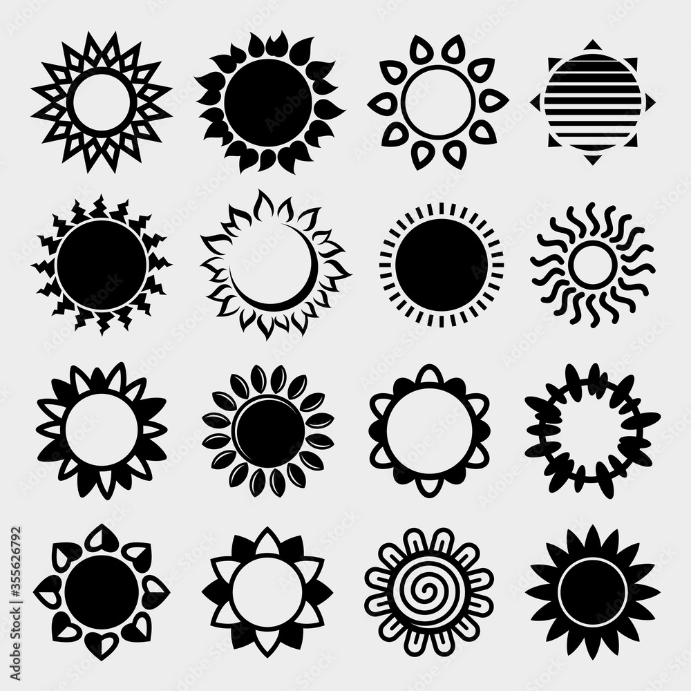 Sun set. Collection icon sun. Vector Sun set. Collection icon sun. Vector
