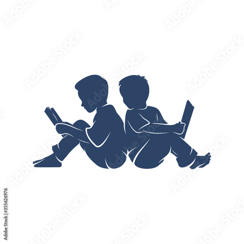 children read book dreams logo vector template, Illustration symbol, Creative design