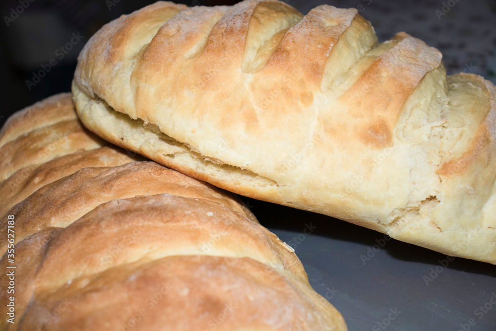 Two freshly baked homemade bread