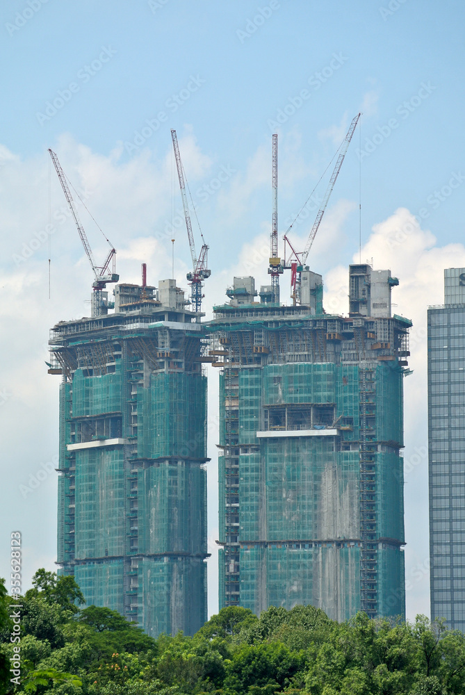 KUALA LUMPUR, MALAYSIA -SEPTEMBER 19, 2016: Building under construction. Facade wall and treatment yet finish. 