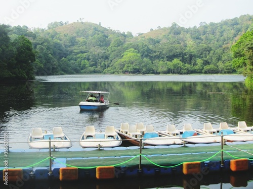 boat on the lake, northern most fresh water lake in Kerala, pookodu lake Wayanad kerala 