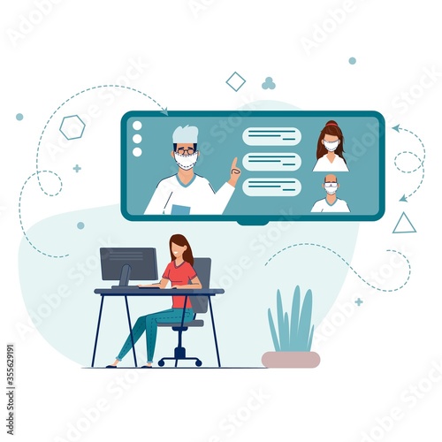 Vászonkép Online Doctor, Telemedicine, Medical Service Online for Patients.