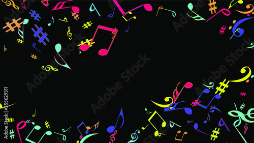 Musical Signs. Modern Background with Notes. Vector Element for Musical Poster, Banner, Advertising, Card. Minimalistic Simple Background.
