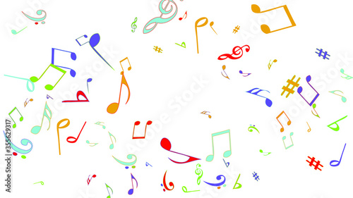 Musical Signs. Modern Background with Notes. Vector Element for Musical Poster, Banner, Advertising, Card. Minimalistic Simple Background. 