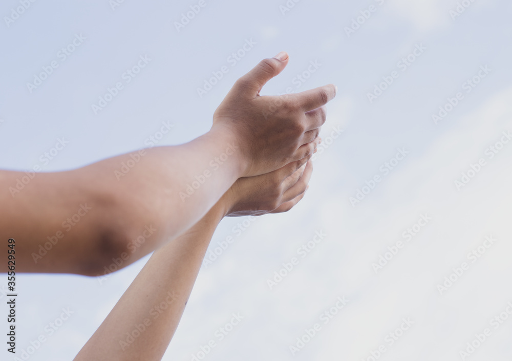 Woman hands praying for blessing from god. Concept for faith. Woman hands praying for blessing from god. Concept for faith.