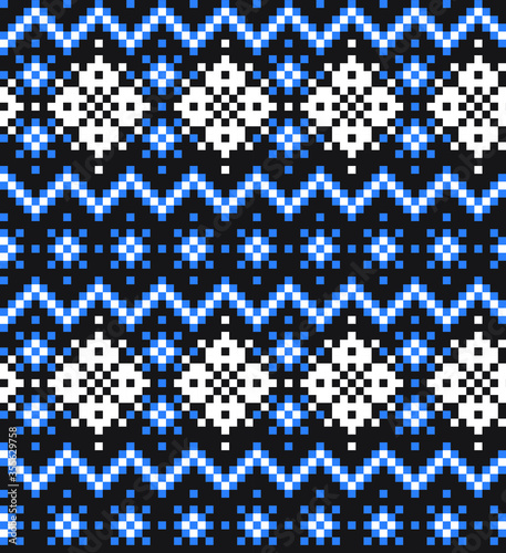Sky Blue Christmas Fair Isle Seamless Pattern Background - Sky Blue Christmas fair isle pattern background for fashion textiles, knitwear and graphics
