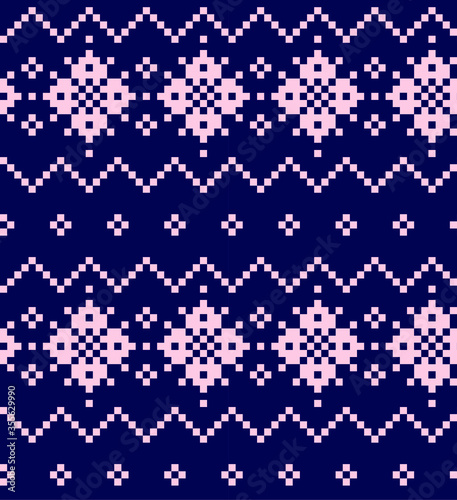 Pink Navy Christmas Fair Isle Seamless Pattern Background - Pink Navy Christmas fair isle pattern background for fashion textiles, knitwear and graphics