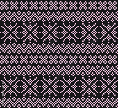 Pink Navy Christmas Fair Isle Seamless Pattern Background - Pink Navy Christmas fair isle pattern background for fashion textiles, knitwear and graphics