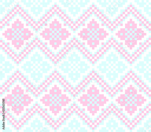 Pink Christmas Fair Isle Seamless Pattern Background - Pink Christmas fair isle pattern background for fashion textiles, knitwear and graphics