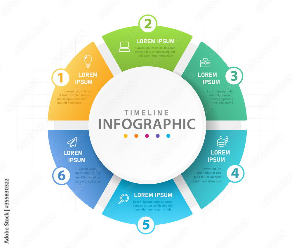 Infographic template for business. 6 steps Mindmap diagram with pie chart. Infographic template for business. 6 steps Mindmap diagram with pie chart.