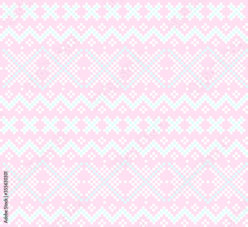 Pink Christmas Fair Isle Seamless Pattern Background - Pink Christmas fair isle pattern background for fashion textiles, knitwear and graphics
