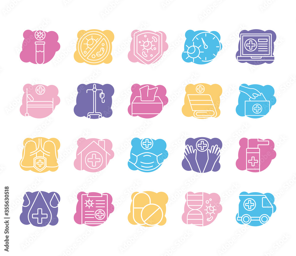 bundle of covid19 set icons bundle of covid19 set icons