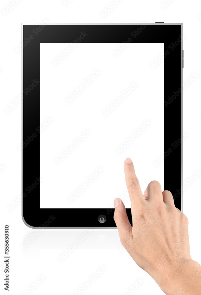 Finger touch the tablet digital screen Finger touch the tablet digital screen