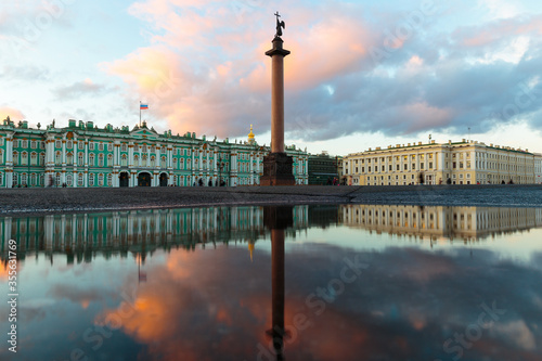 St. Petersburg, Palace Square. Reflection in water.