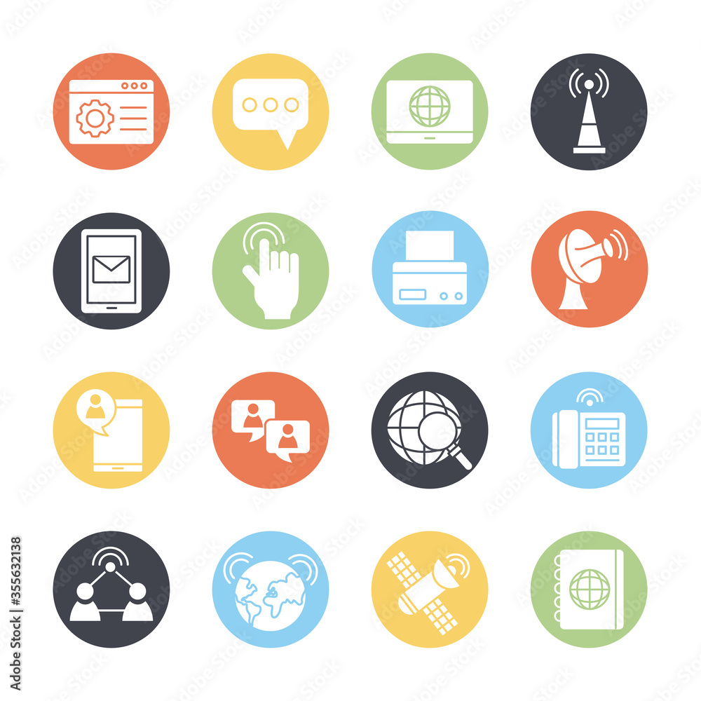 bundle of online communication icons bundle of online communication icons
