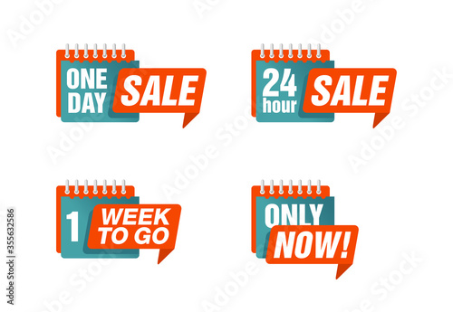 Spesial limited offers (one day sale, 24 hour sale, 1 week to go, only now) in loose-leaf calendar decoration - isolated bromo banner elements set