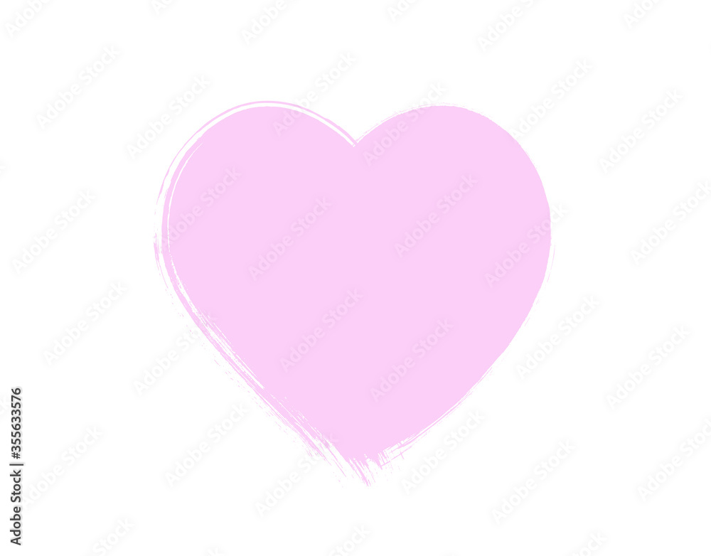 Pink heart icon. Simple brush stroke heart  illustration.  Pink heart vector design. 