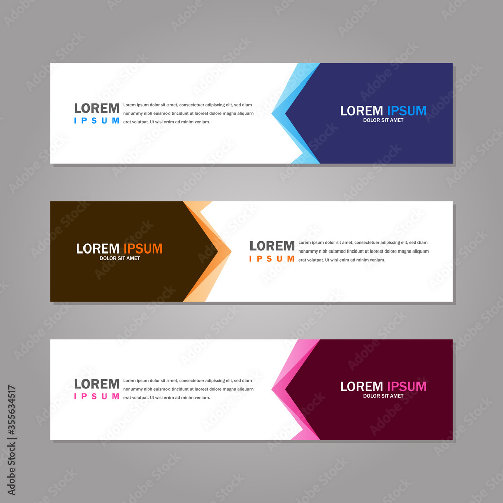 Modern abstract geometric website banner template bundle set vector design