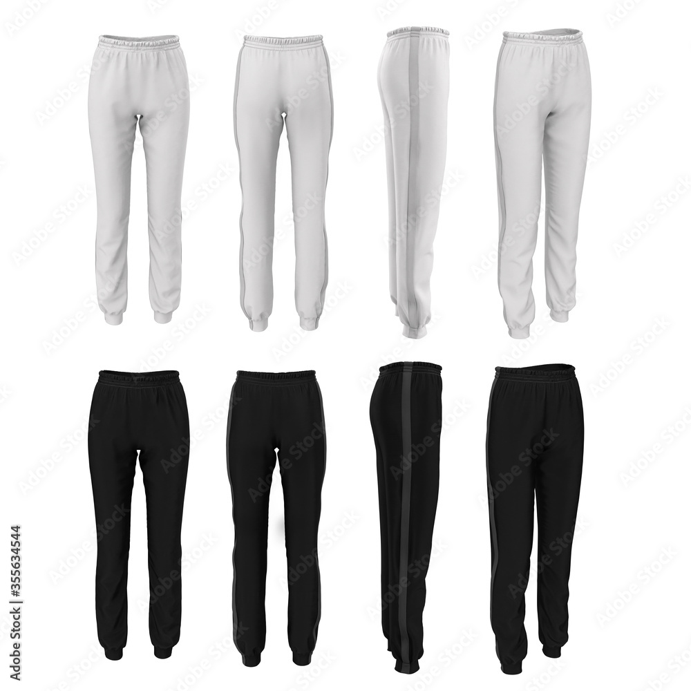 Black Sweatpants Front And Back View Isolated On White