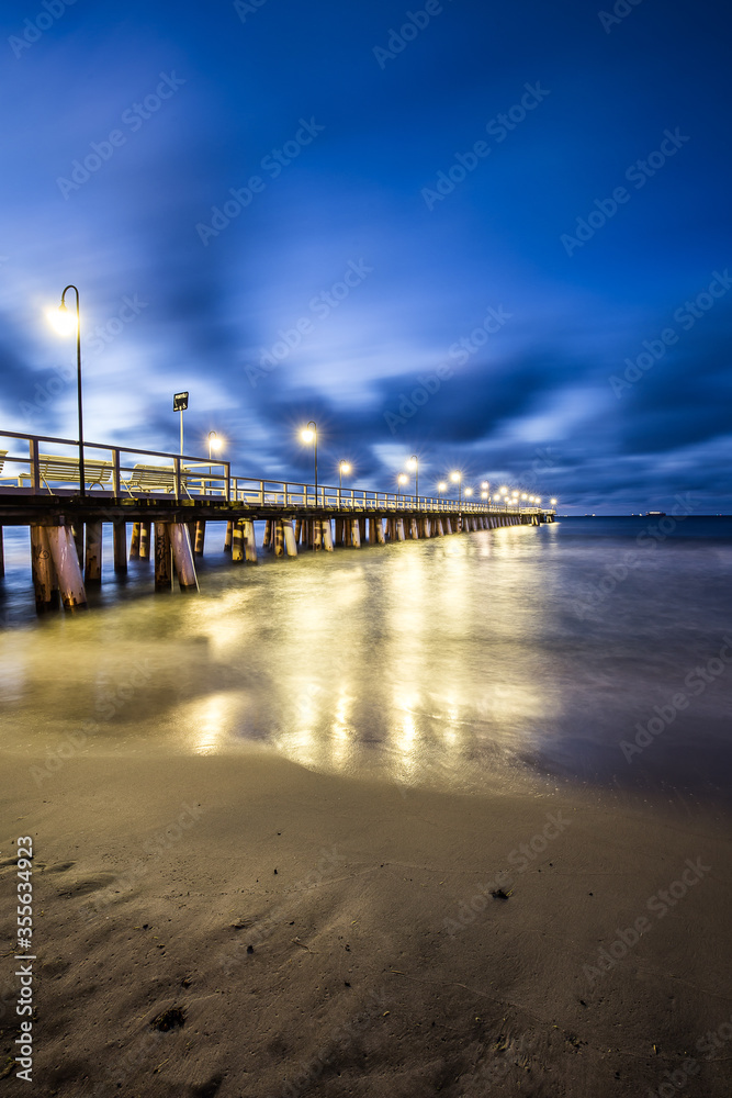 Fototapeta premium Stormy sunrise over the baltic sea in Gdynia Orlowo, Poland