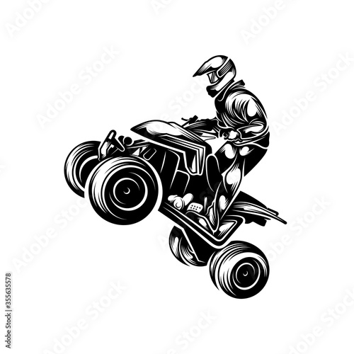 ATV logo vector, Quad bike competition logo vector illustration, Silhouette design