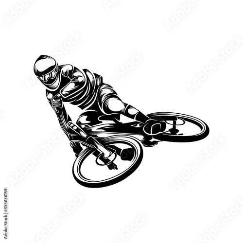 Mountain bike downhill logo vector illustration, Downhill players Silhouette design