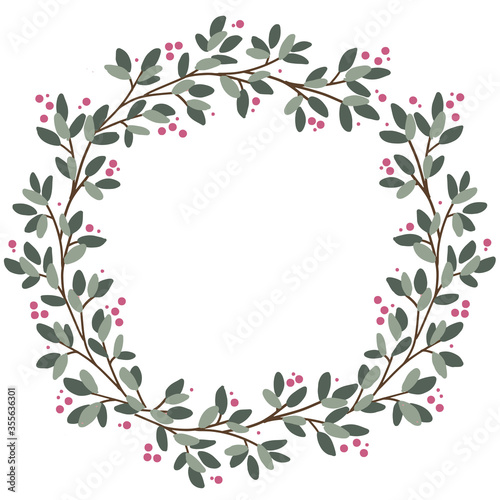 Fototapeta Naklejka Na Ścianę i Meble -  Round cute floral frame. Isolated vector object for greting cards