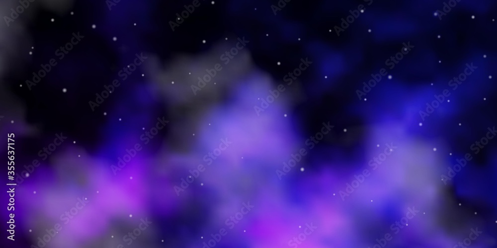 Fototapeta premium Dark Purple, Pink vector pattern with abstract stars. Decorative illustration with stars on abstract template. Theme for cell phones.