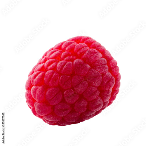 red raspberry berry closeup isolated on white