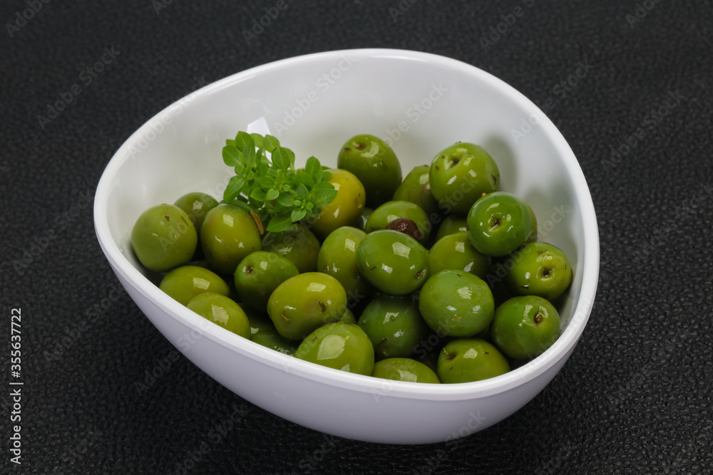 Green Campo Real olives in the bowl Green Campo Real olives in the bowl
