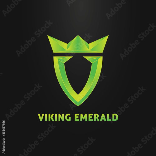 viking emerald illustration logo design