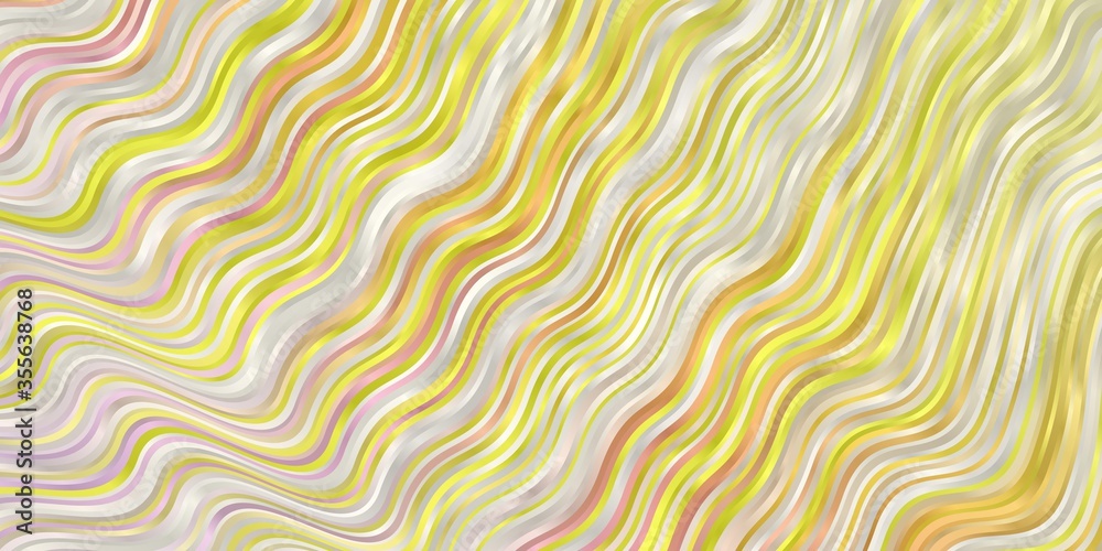 Light Pink, Yellow vector pattern with curved lines. Colorful illustration in abstract style with bent lines. Pattern for busines booklets, leaflets