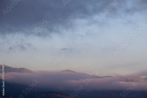 Mountains in the clouds and mist