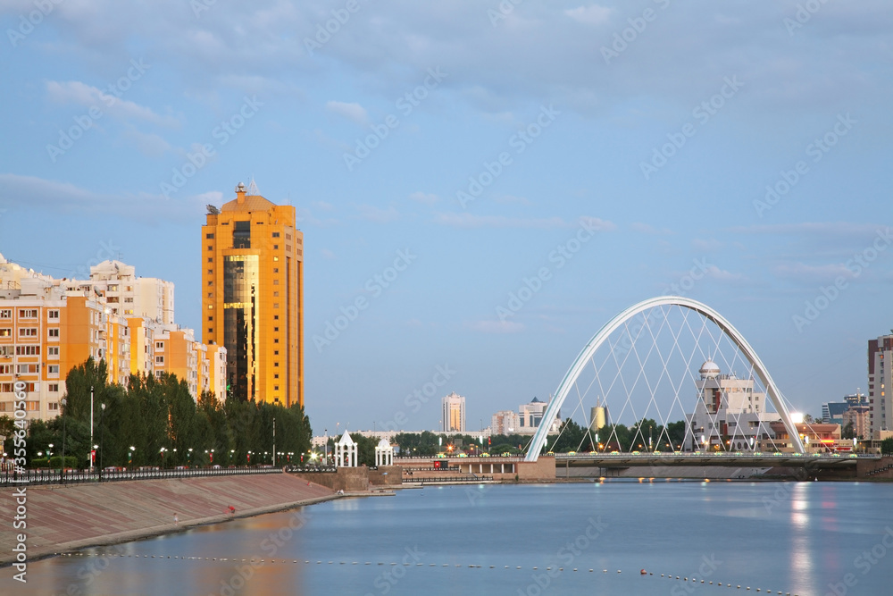 Embankment of Ishim river in Astana. Kazakhstan