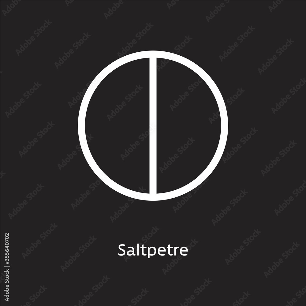 Saltpetre alchemy vector illustration element icon, line symbols. Alchemy icon. Basic mystic elements on black background Saltpetre alchemy vector illustration element icon, line symbols. Alchemy icon. Basic mystic elements on black background