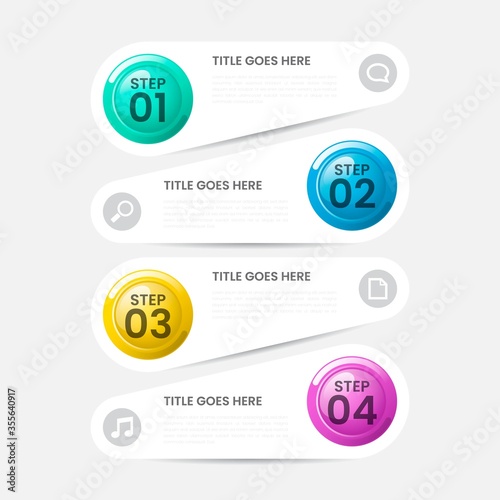 REALISTIC GLOSSY STEP INFOGRAPHIC TEMPLATE