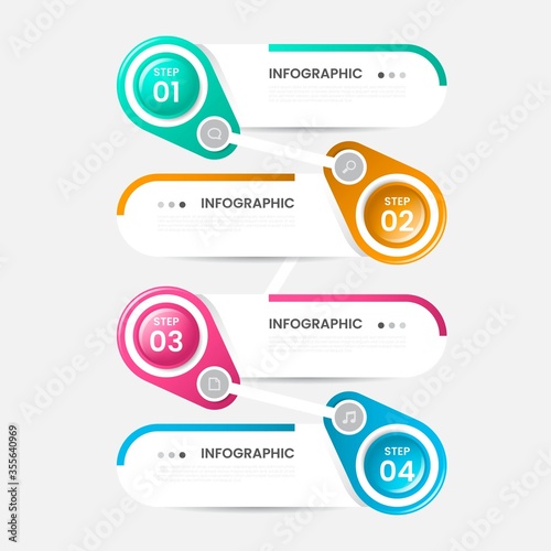 REALISTIC GLOSSY STEP INFOGRAPHIC TEMPLATE