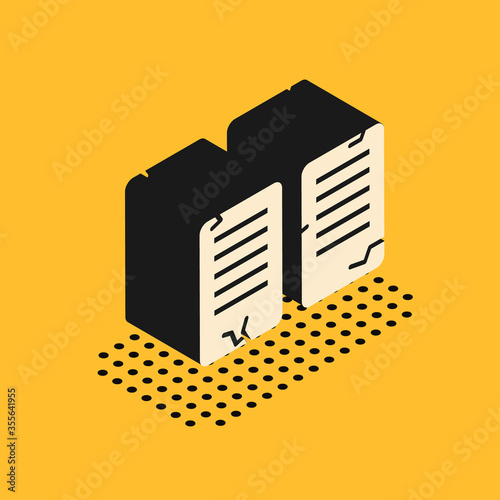 Isometric The commandments icon isolated on yellow background. Gods law concept. Vector Illustration.