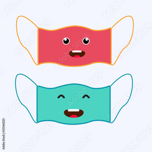 illustration vector graphic of character smile in mask design photo