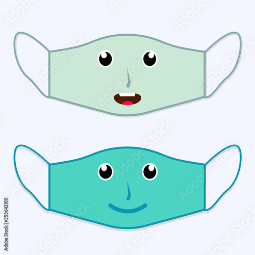 illustration vector graphic of character smile in mask design photo