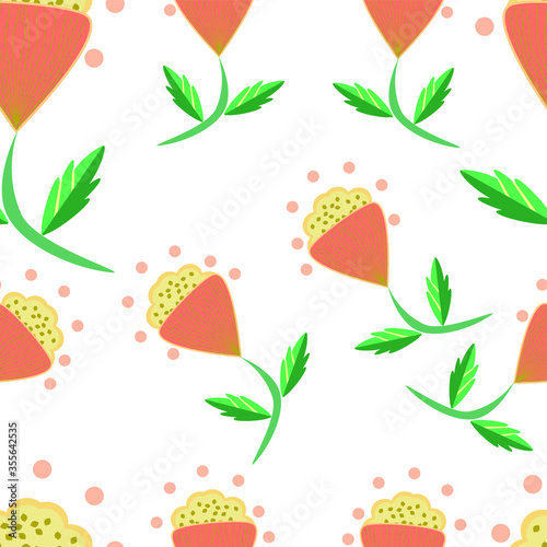 Cute hand-drawn flower seamless pattern.  Can use for print, template, fabric, presentation, textile, banner, poster, wallpaper, digital paper.