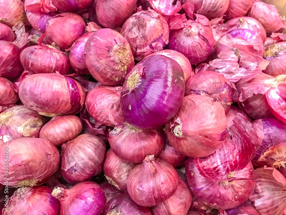 Fresh Shallots at the market for sale Fresh Shallots at the market for sale