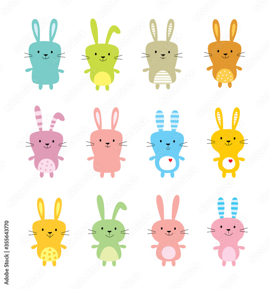 Obraz premium cute bunny cartoon vector set