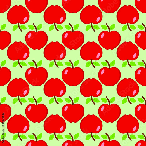 Seamless background of red apple. Vector illustration.
