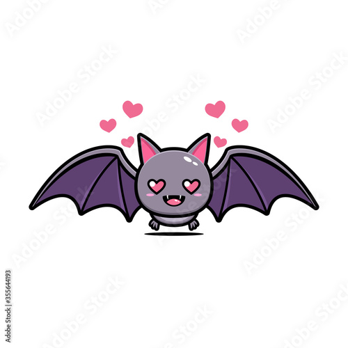 Cute bat love mascot vector design.