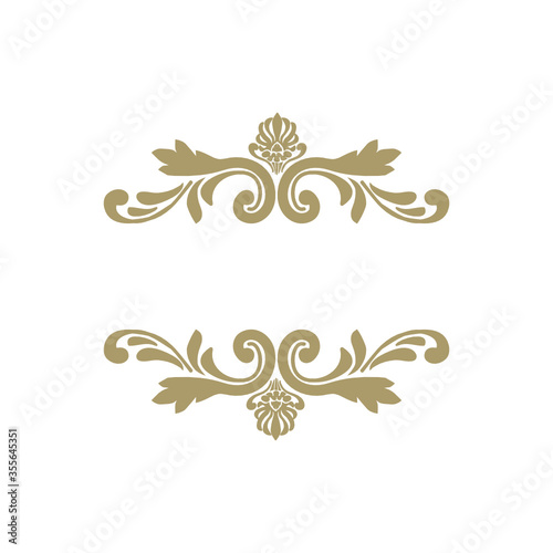 empty golden ornamental frame, damask pattern, vector
