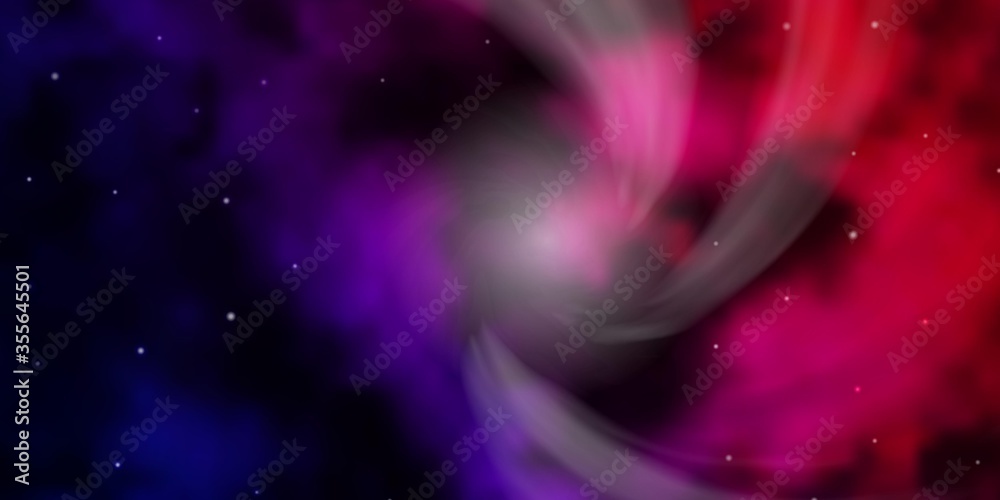 Obraz premium Dark Purple, Pink vector background with small and big stars. Decorative illustration with stars on abstract template. Best design for your ad, poster, banner.