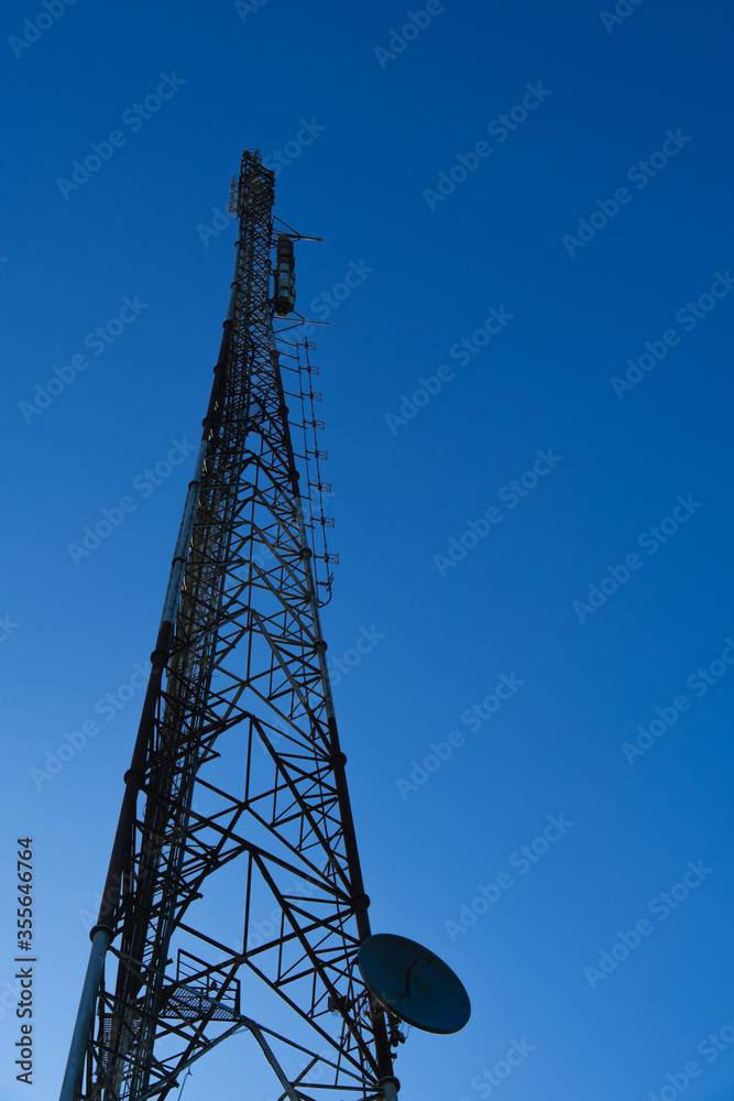 TV radio antenna tower station, Television broadcast network signal. TV radio antenna tower station, Television broadcast network signal.