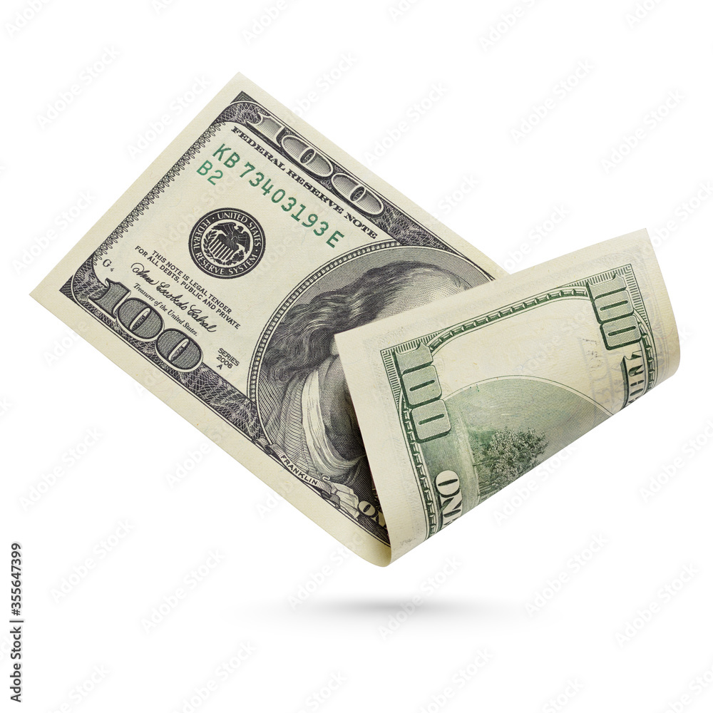 One hundred dollars bill isolated on a white background. One hundred dollars bill isolated on a white background.